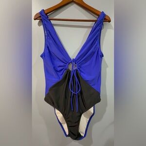 Venus Vibrant Blue One-Piece Swimsuit Deep V Plus Size 14